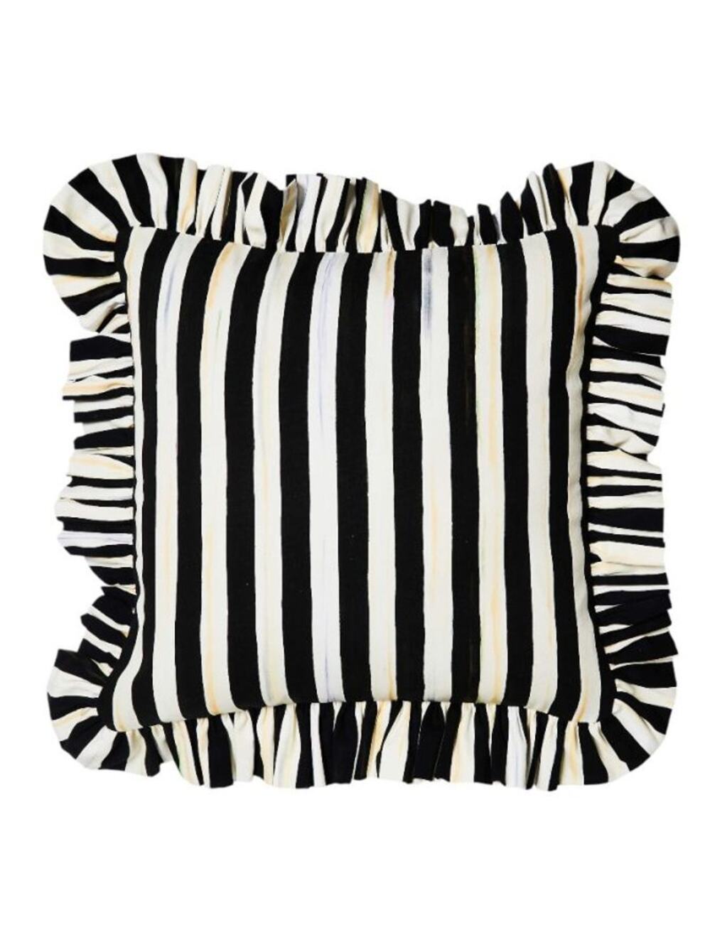 NEW Mackenzie-Childs Courtly Stripe Ruffle Throw Pillow 20in
